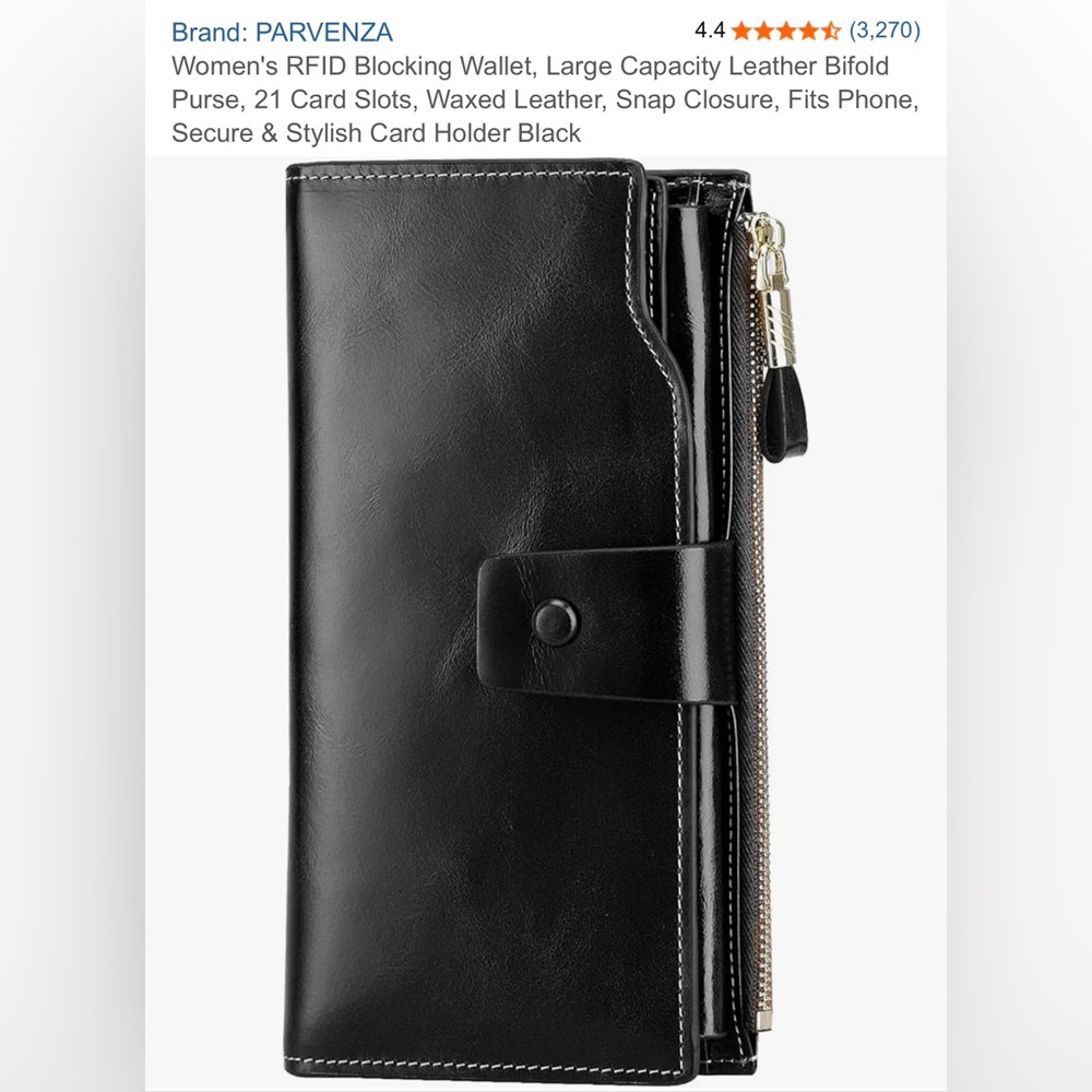 Women's Black Leather Bifold Wallet